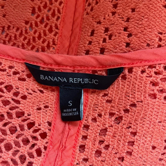 Banana Republic Coral Sheer Crochet V-neck Oversized Top Small Women’s - Picture 9 of 11